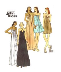 3407 Butterick 1973 John Kloss Strappy Stretch Knit Gown Lengths 2 Piece Pattern 10 32.5B